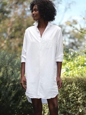 Frank & Eileen Mary $348 Cotton Denim Button Up Dress XS White- Made in Italy